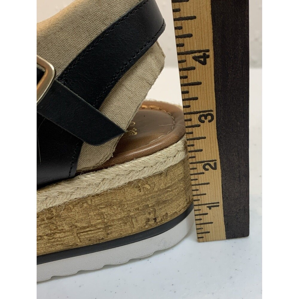 Coach and Four Banno Wedge Sandals Women’s 9 Black Strappy Slingback Platform - Picture 5 of 11